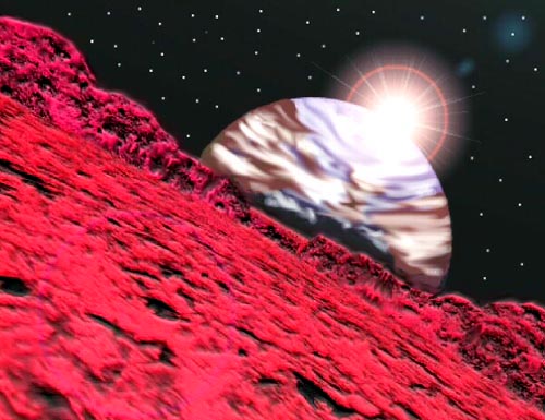 Planet View from Red Moon
